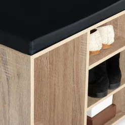 Banc d’entrée range chaussures bois imitation hêtre