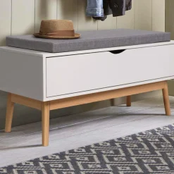 Banquette coffre de rangement blanc