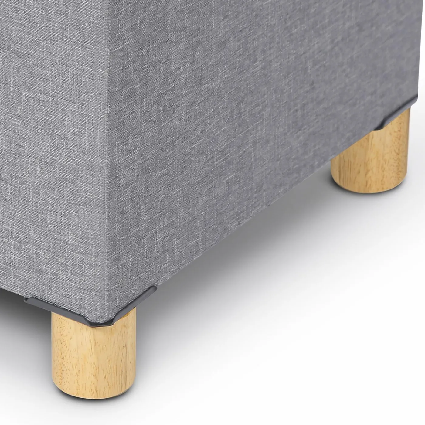 Banquette rangement tissu gris clair en lin