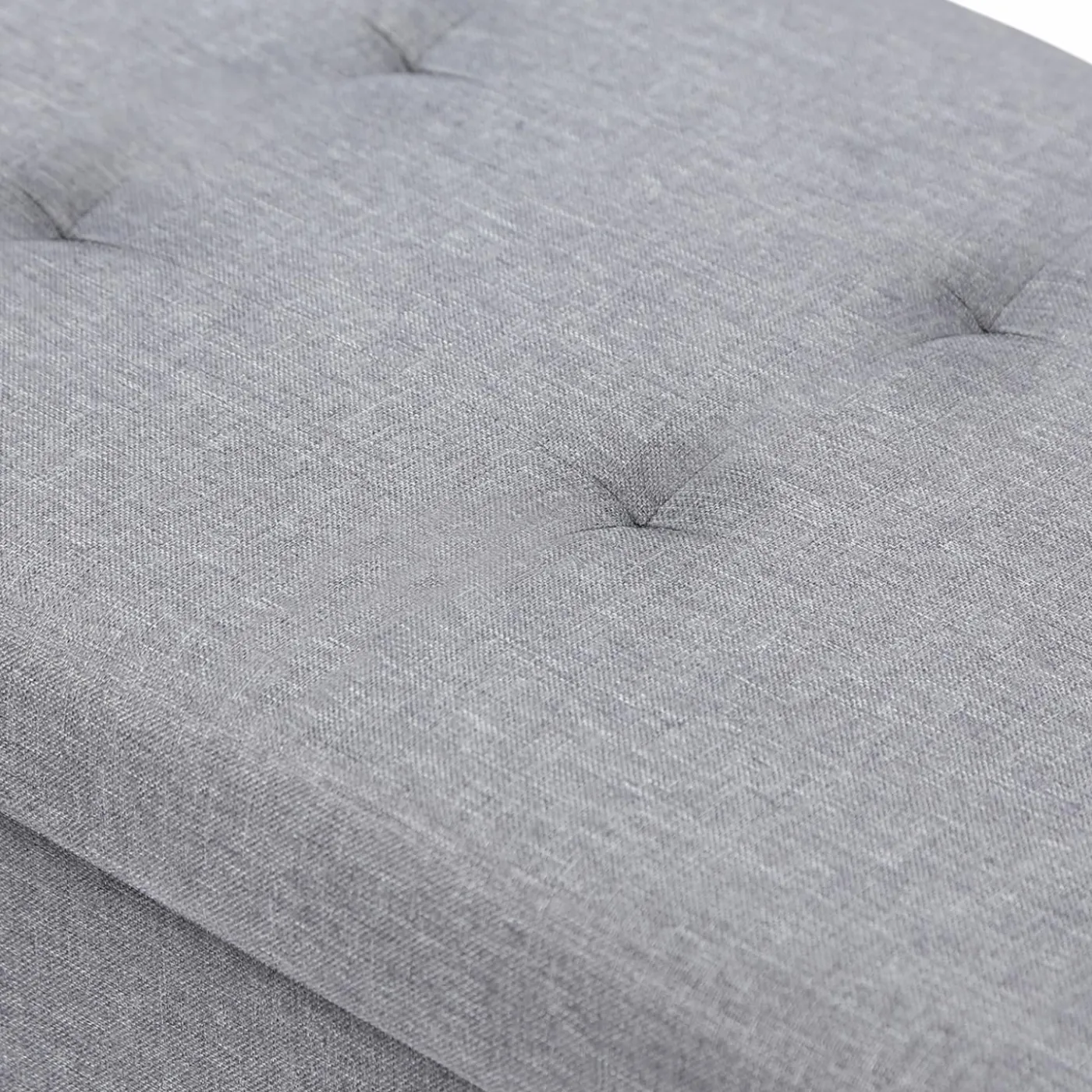 Banquette rangement tissu gris clair en lin