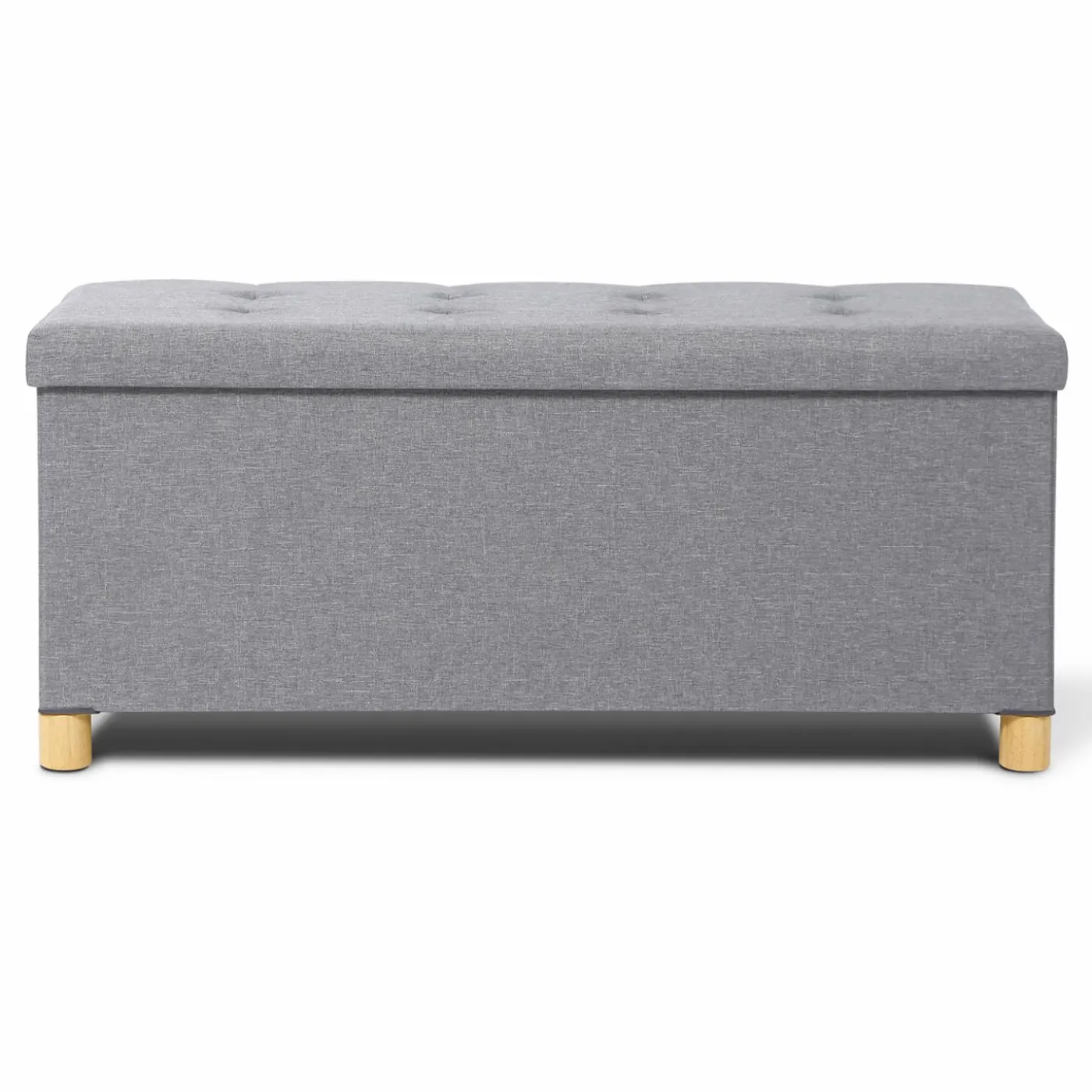 Banquette rangement tissu gris clair en lin