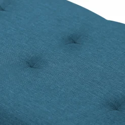 Banquette rangement tissu bleu canard en lin