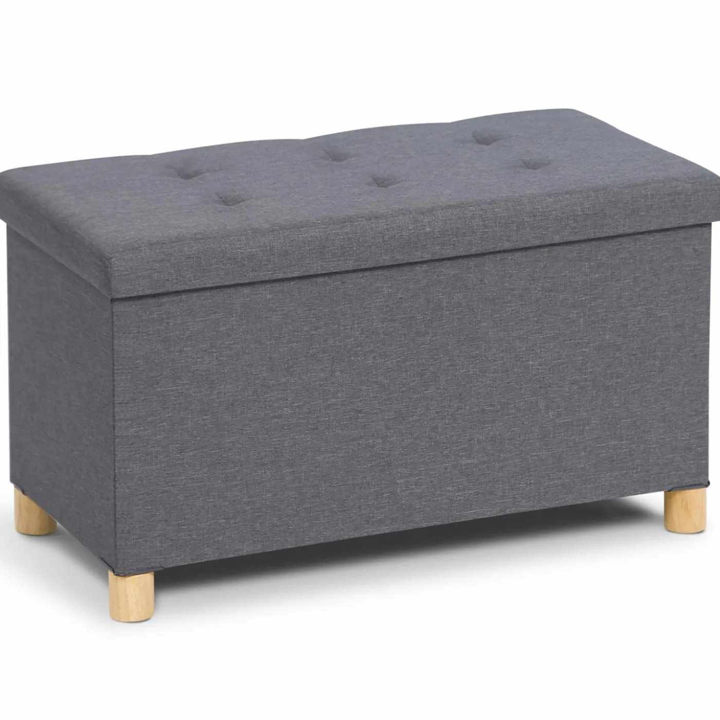 Banquette rangement tissu gris anthracite en lin