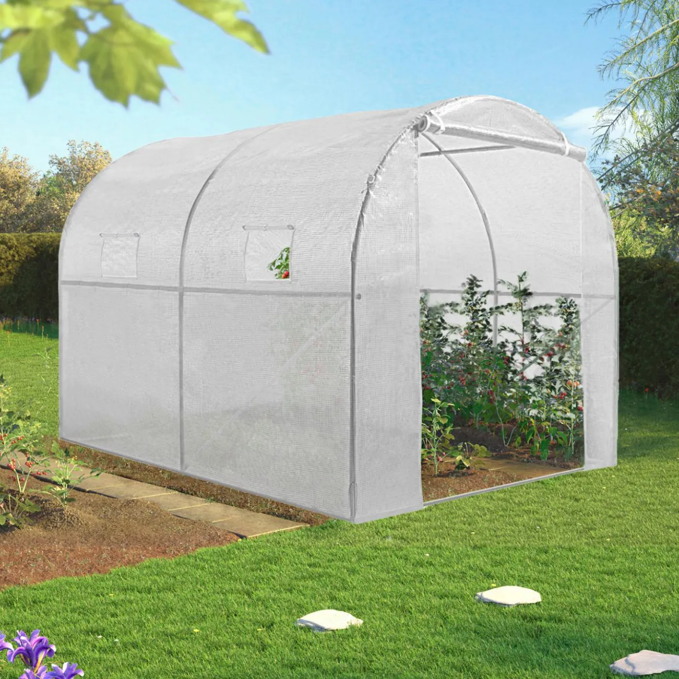 Bâche de rechange pour serre tunnel 6m² blanche
