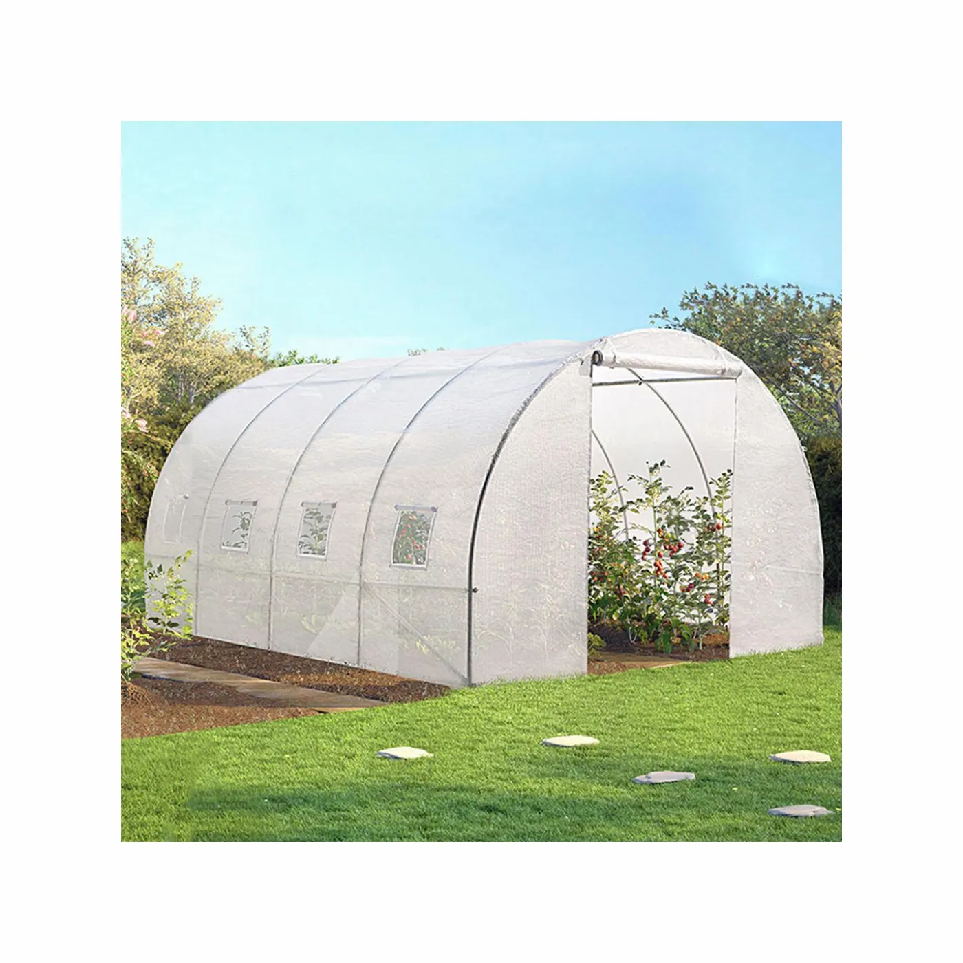 Bâche de rechange pour serre tunnel 12m² blanche