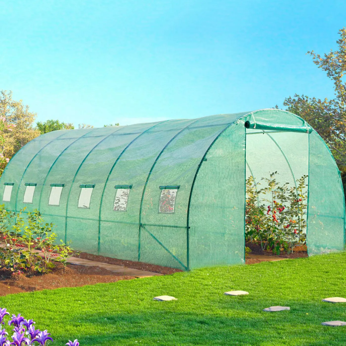 Bâche serre tunnel relevable verte 3x6m
