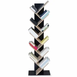Bibliothèque arbre bois noir et façon hêtre 10 niveaux