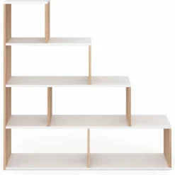 Bibliothèque escalier bois et blanc 6 cases