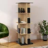 Bibliothèque rotative 4 niveaux noir et effet bois