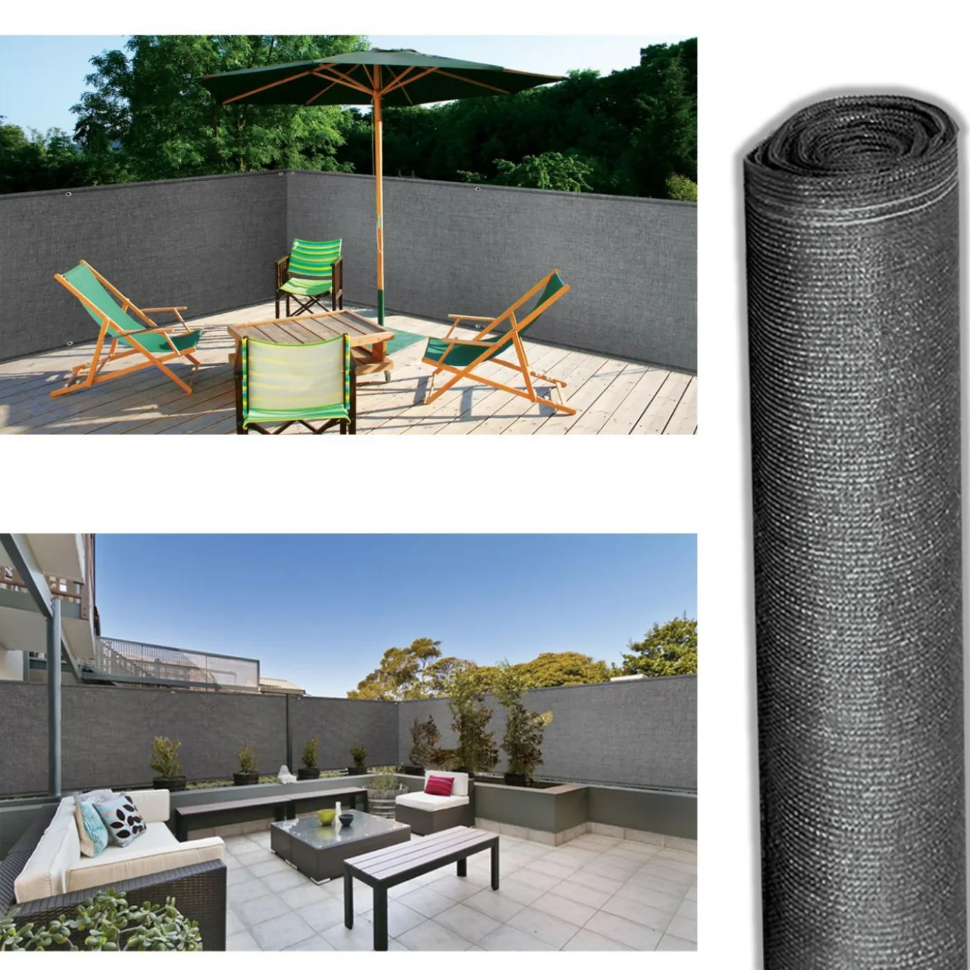 Brise vue 1,2 m x 10 m gris anthracite occultant 300 g m²