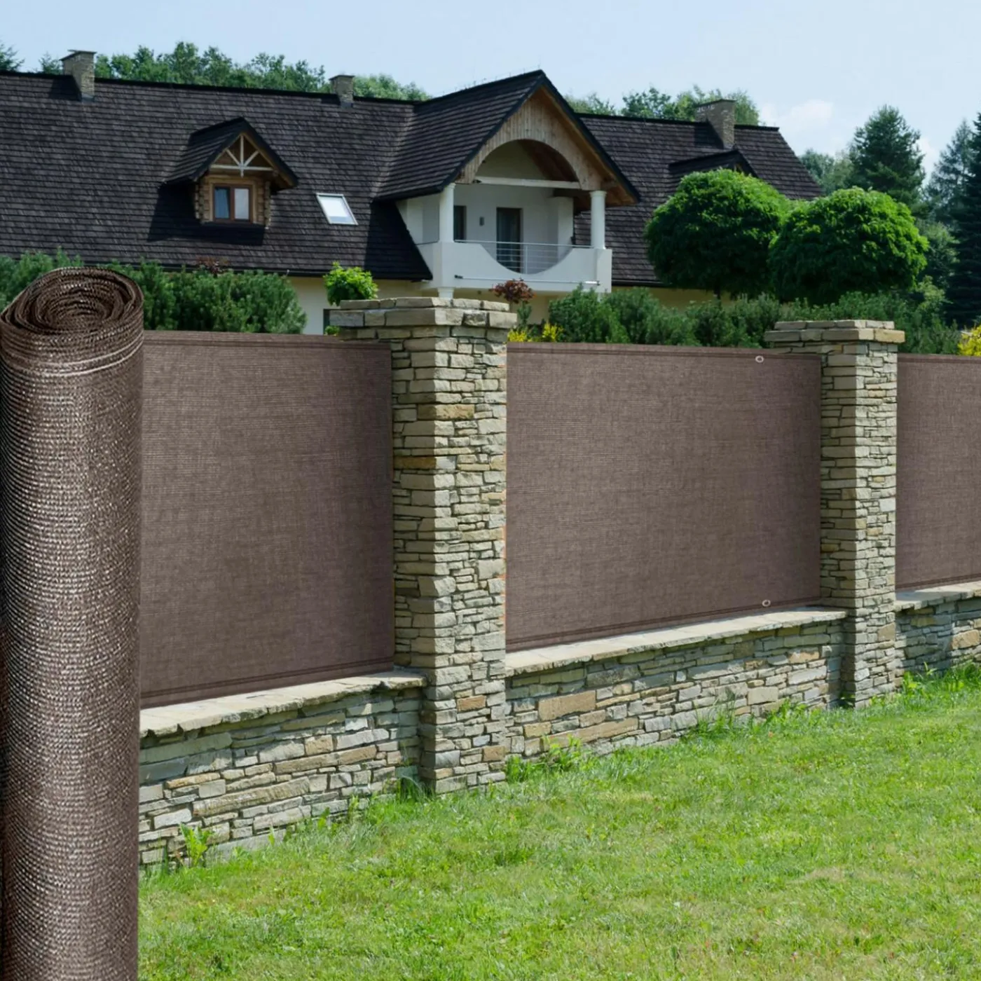 Brise vue 1,8 m x 10 m taupe occultant 220 g m²