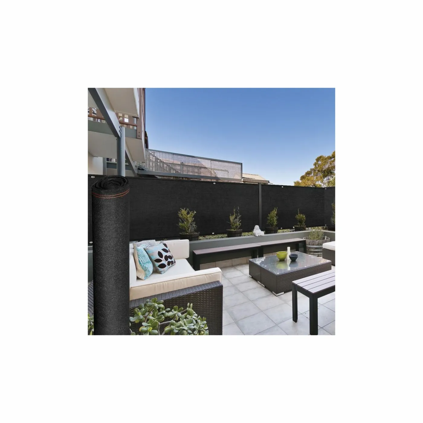 Brise vue 1,5 m x 10m noir occultant 300 g m²