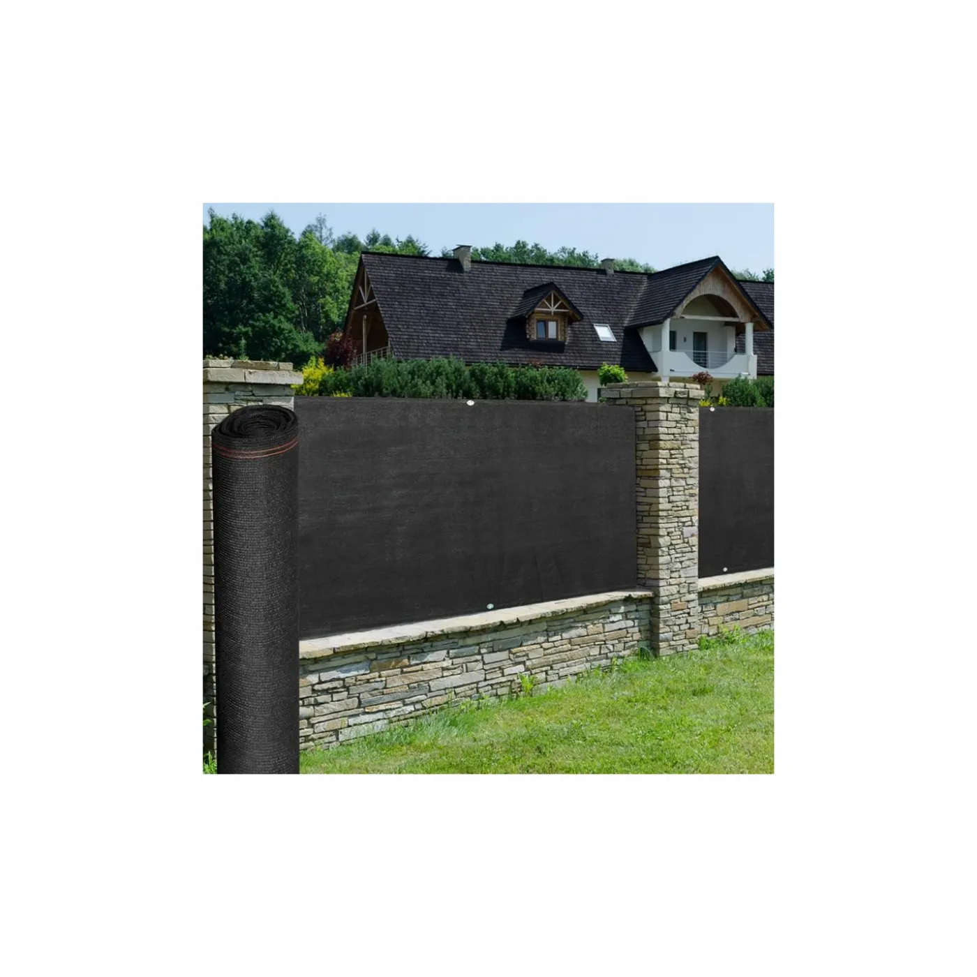 Brise vue 1,8 m x 10m noir occultant 300 g m²