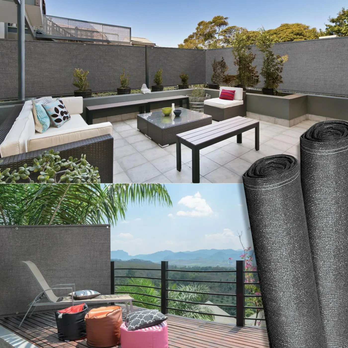 Brise vue gris 1,8 m x 10 m occultant 300 g m²