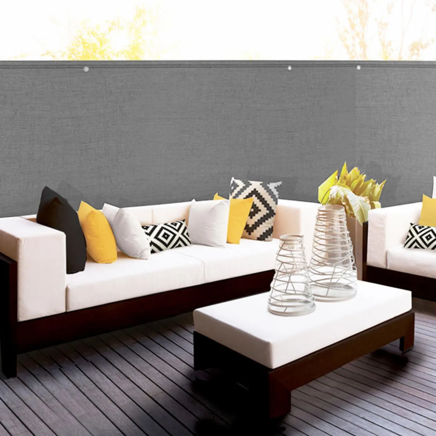 Brise vue gris clair 1,5 m x 10 m occultant 220 g/m²