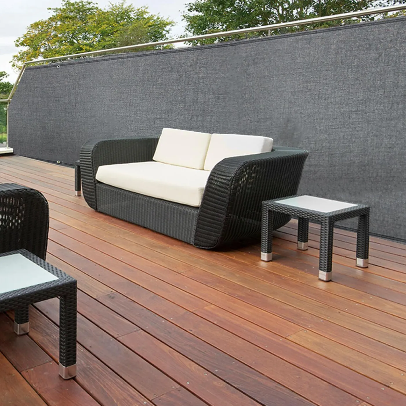 Brise vue gris 1m x 10 m occultant 300 g/m²