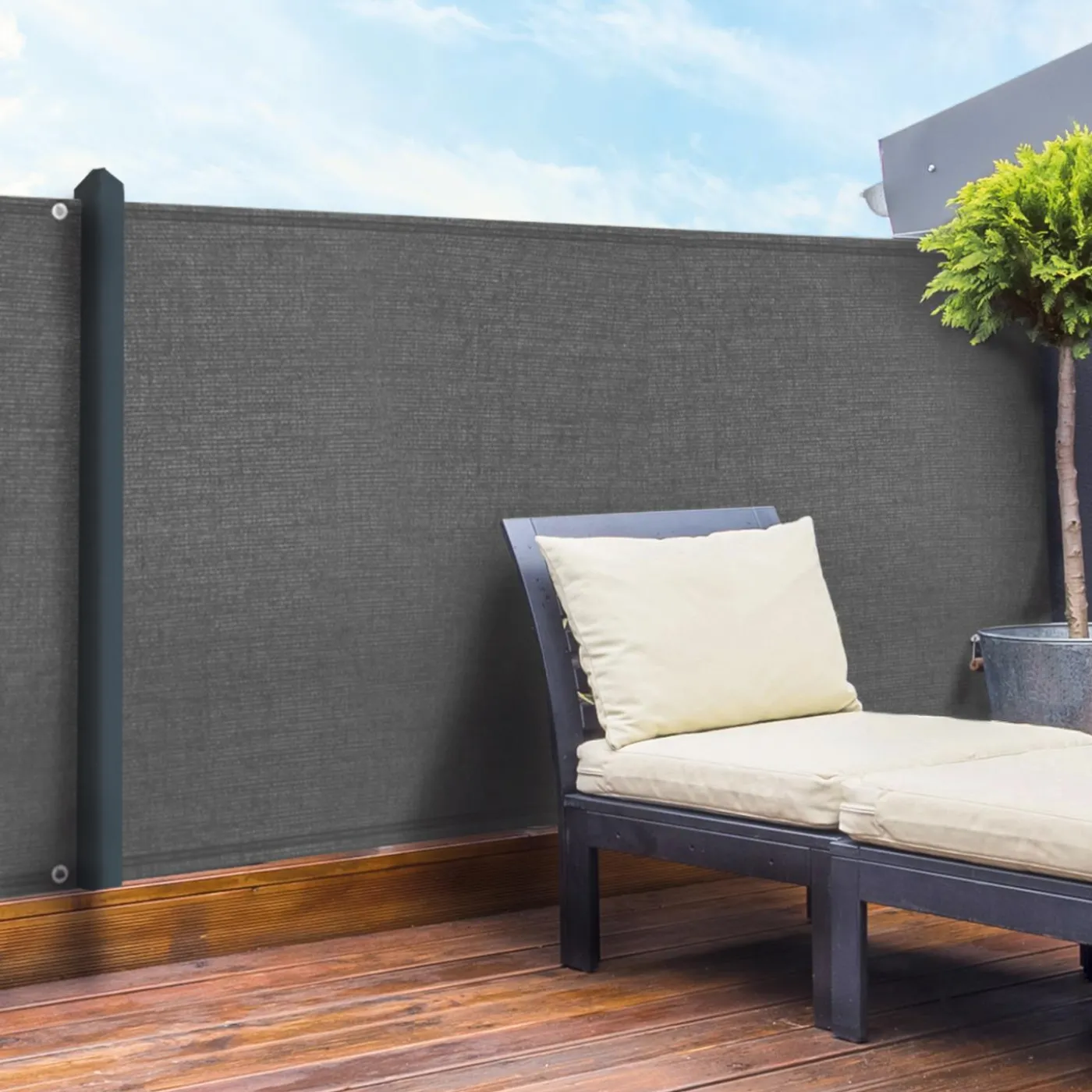 Brise vue 1m x 10 m gris anthracite occultant 90 g m²