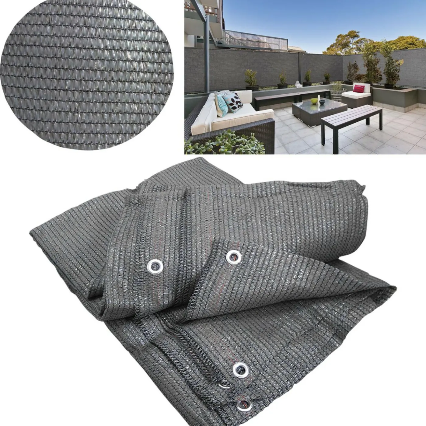 Brise vue 1m x 10 m gris anthracite occultant 90 g m²