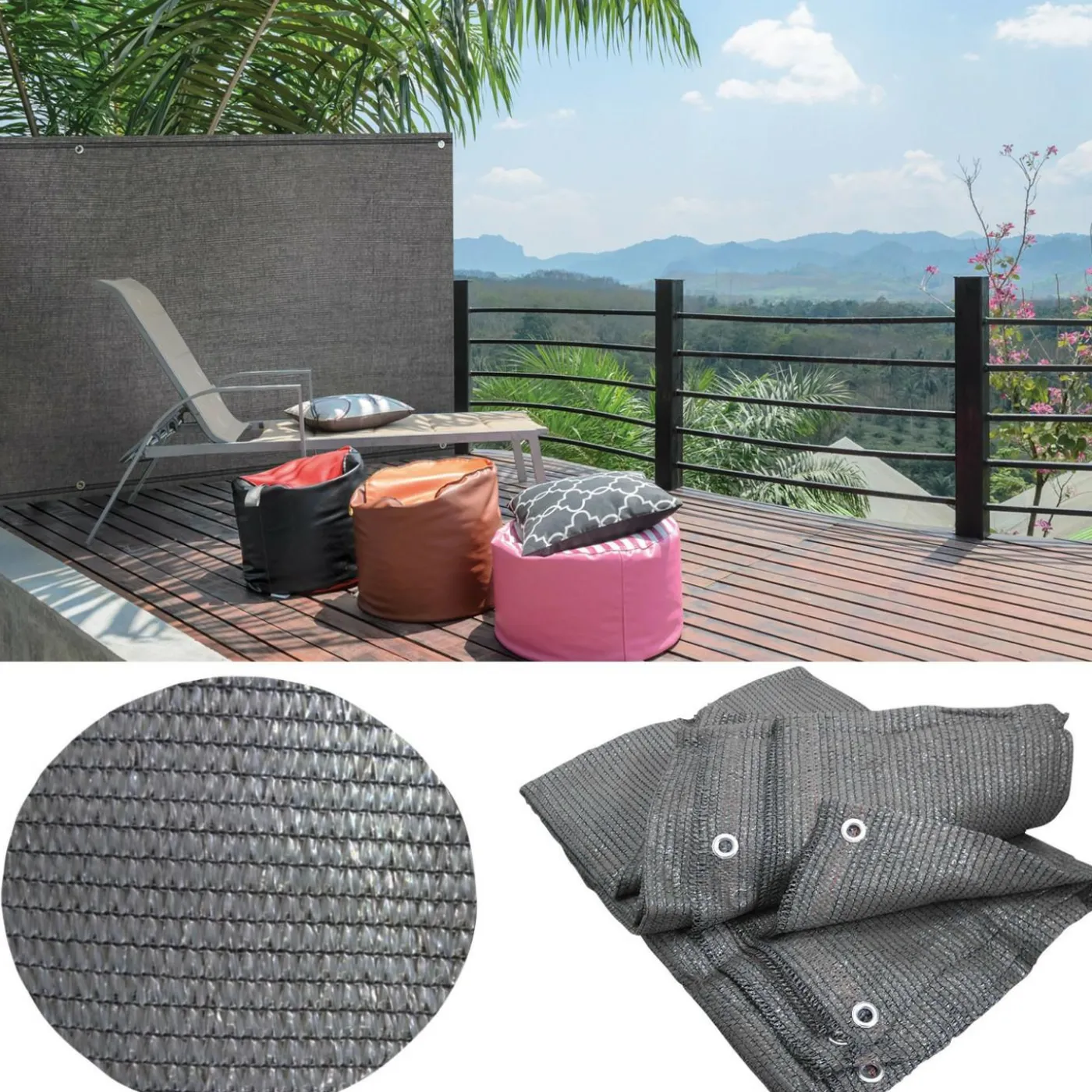 Brise vue 1,5m x 10m gris occultant 90g m²