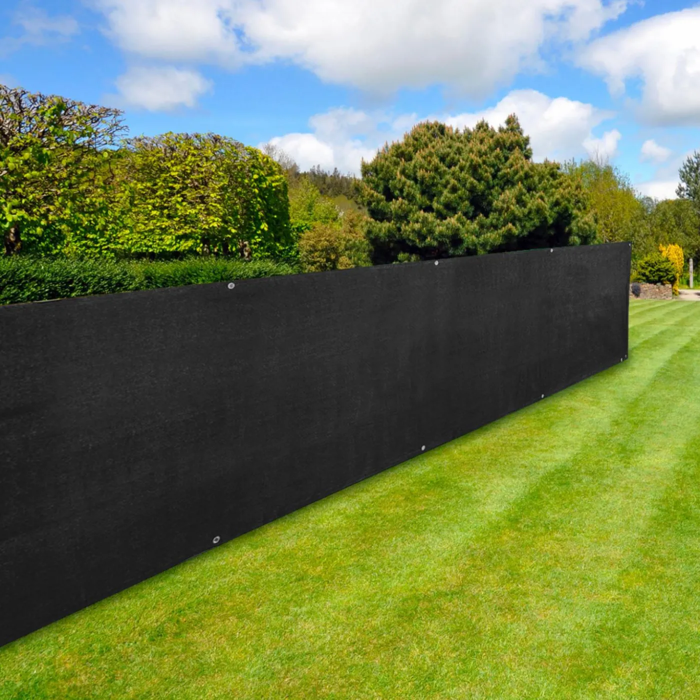 Brise vue noir 1,8 m x 10 m occultant et résistant 400 g/m²