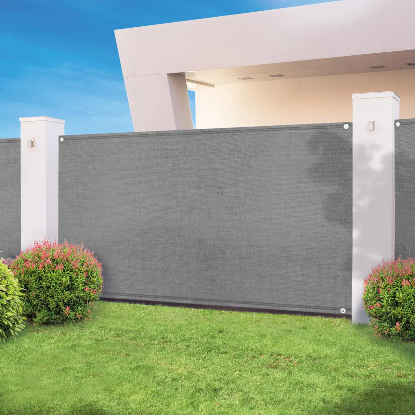Brise-vue gris clair 1,5 m x 10 m occultant 300 g/m²