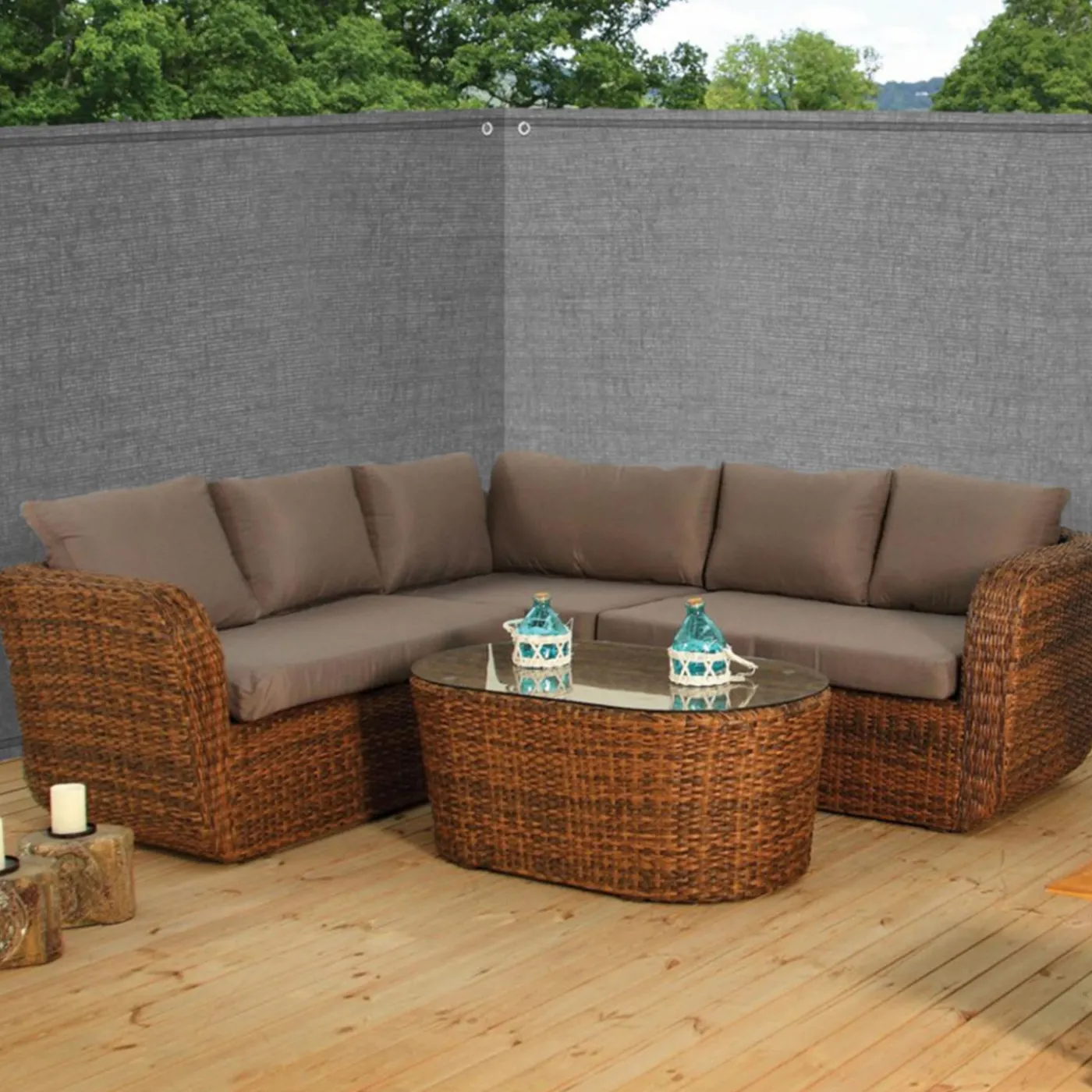Brise-vue gris clair 1,5 m x 10 m occultant 300 g/m²