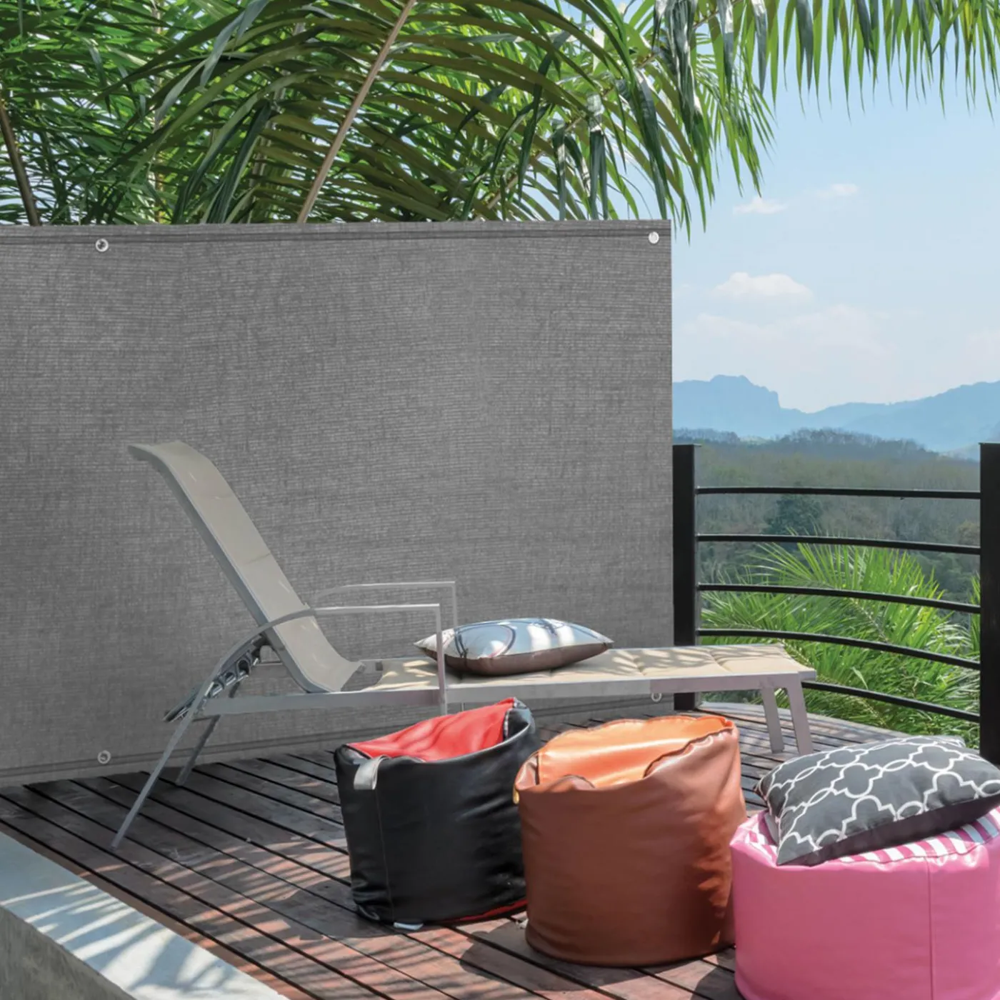 Brise-vue gris clair 1,5 m x 10 m occultant 300 g/m²
