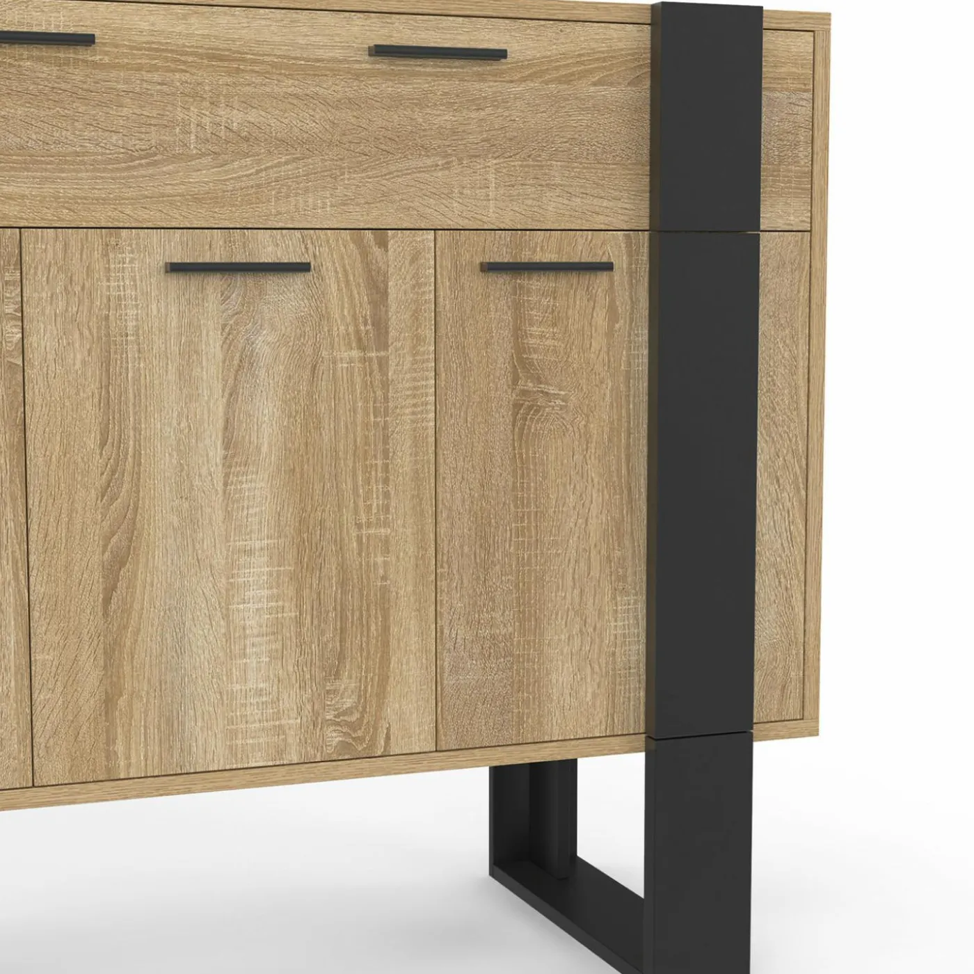 Buffet 100 cm 3 portes 1 tiroir noir