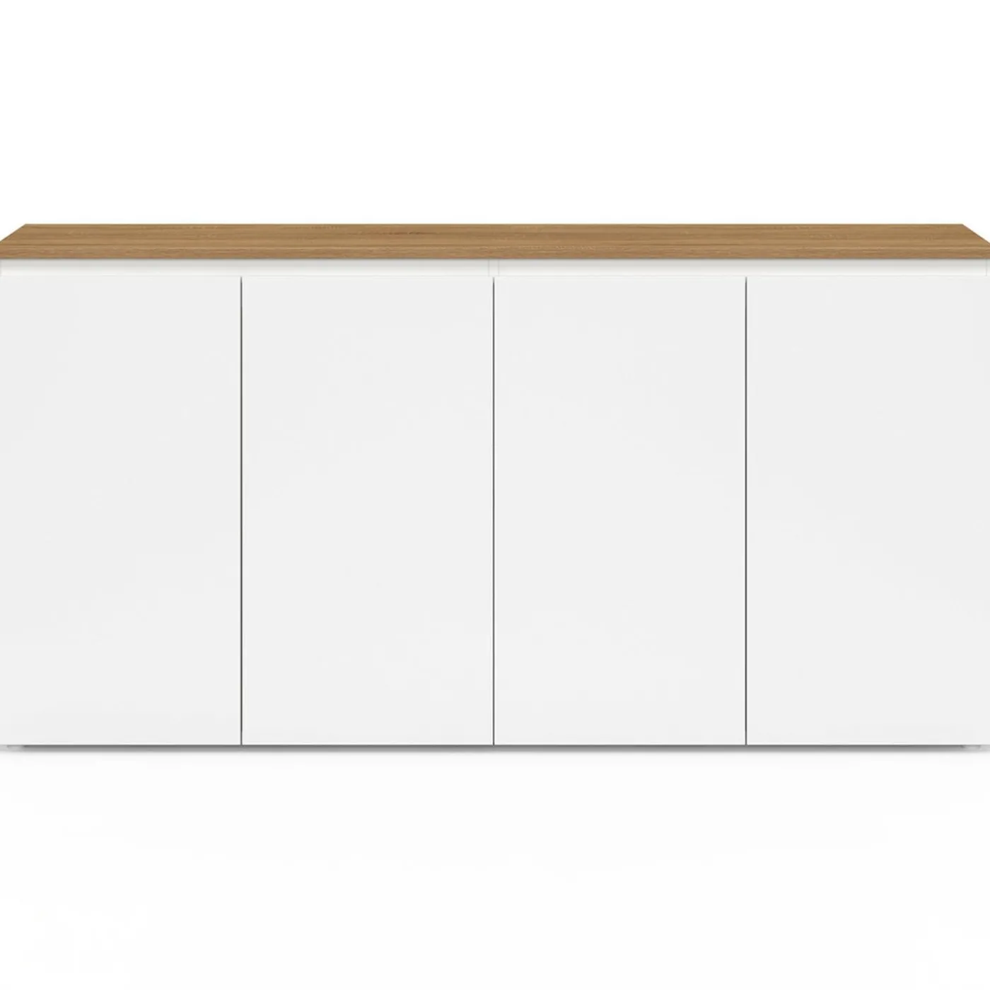 Buffet 160 cm 4 portes blanc et plateau bois