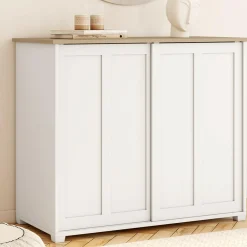 Buffet 100 cm 2 portes coulissantes blanc