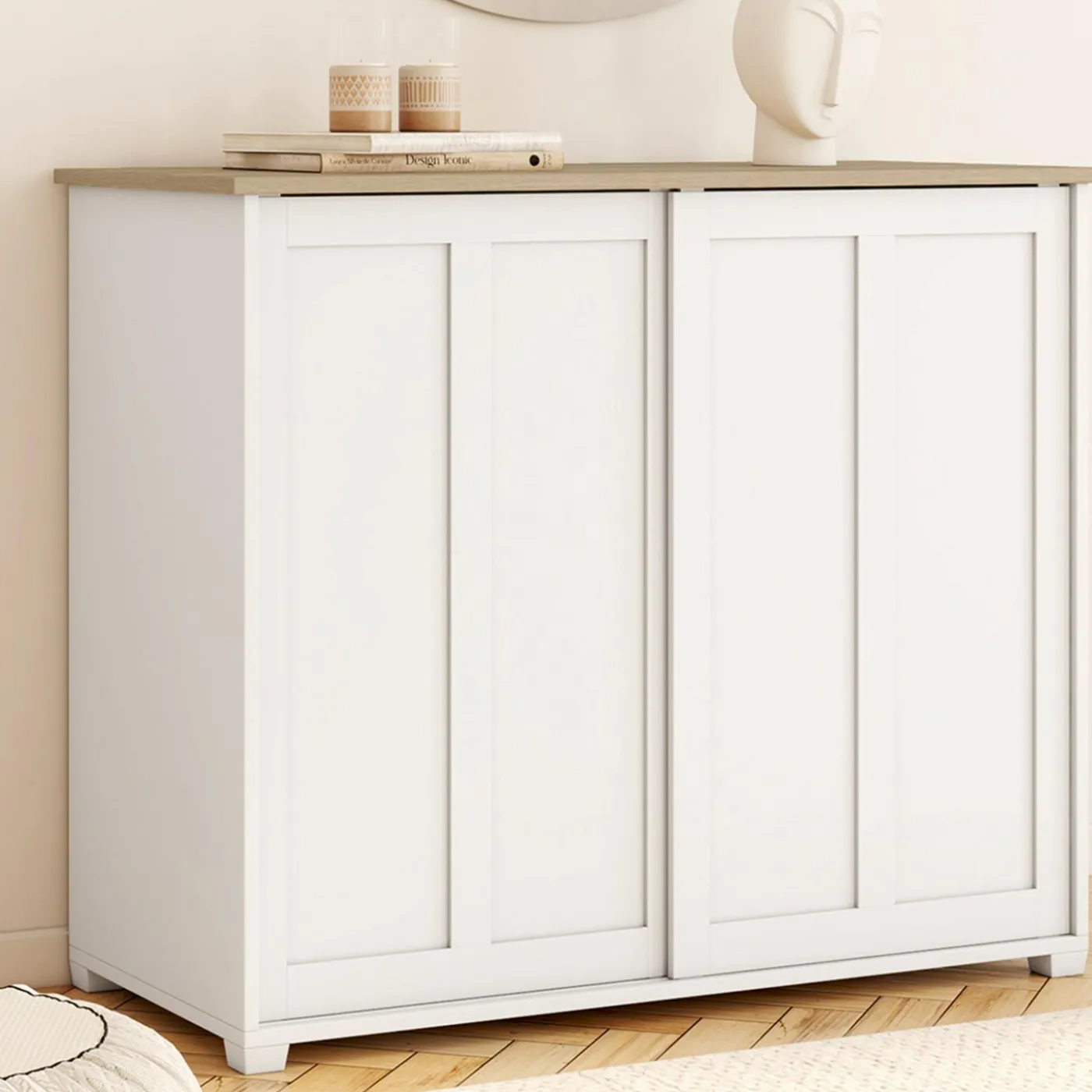 Buffet 100 cm 2 portes coulissantes blanc