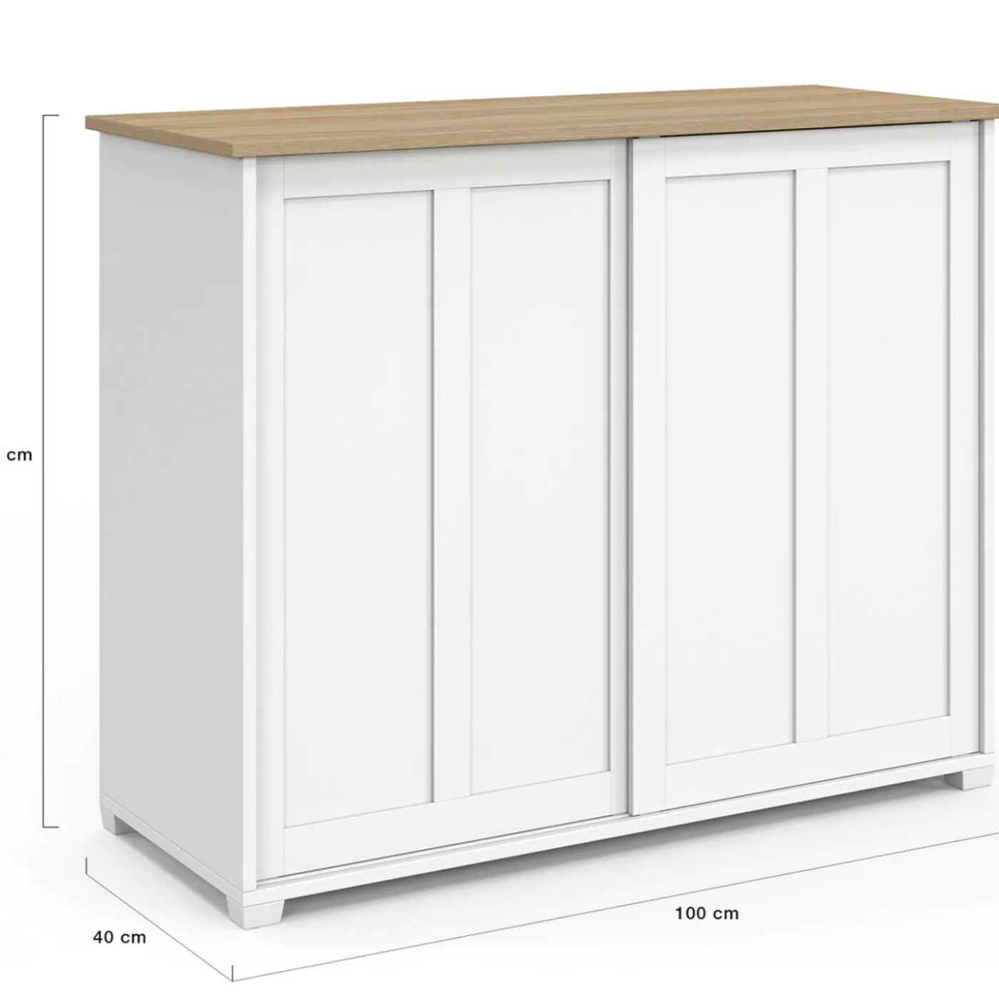 Buffet 100 cm 2 portes coulissantes blanc