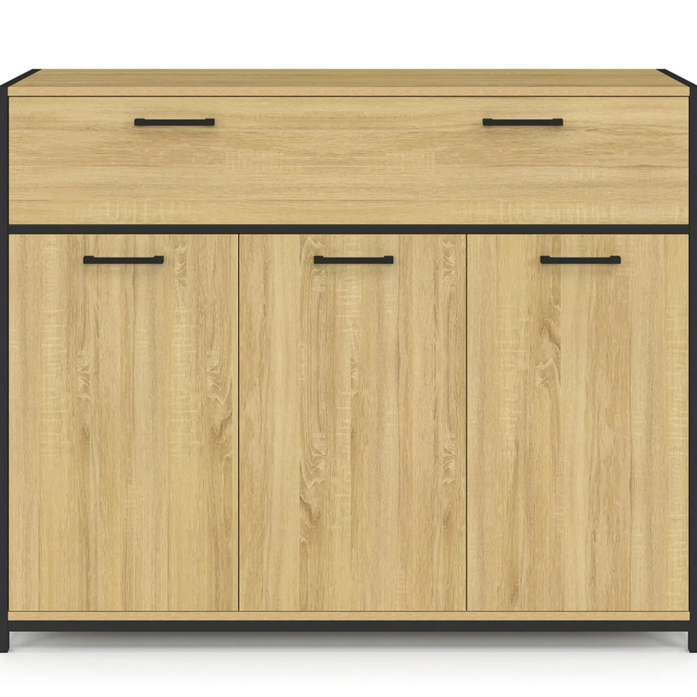 Buffet 100 cm 3 portes et 1 tiroir design industriel