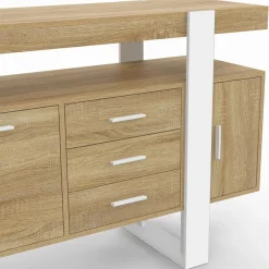 Buffet 140 cm bois et blanc