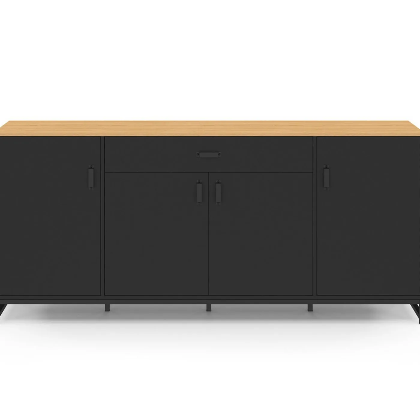 Buffet 180 cm XXL 4 portes et 1 tiroir bois et noir