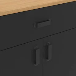 Buffet 180 cm XXL 4 portes et 1 tiroir bois et noir