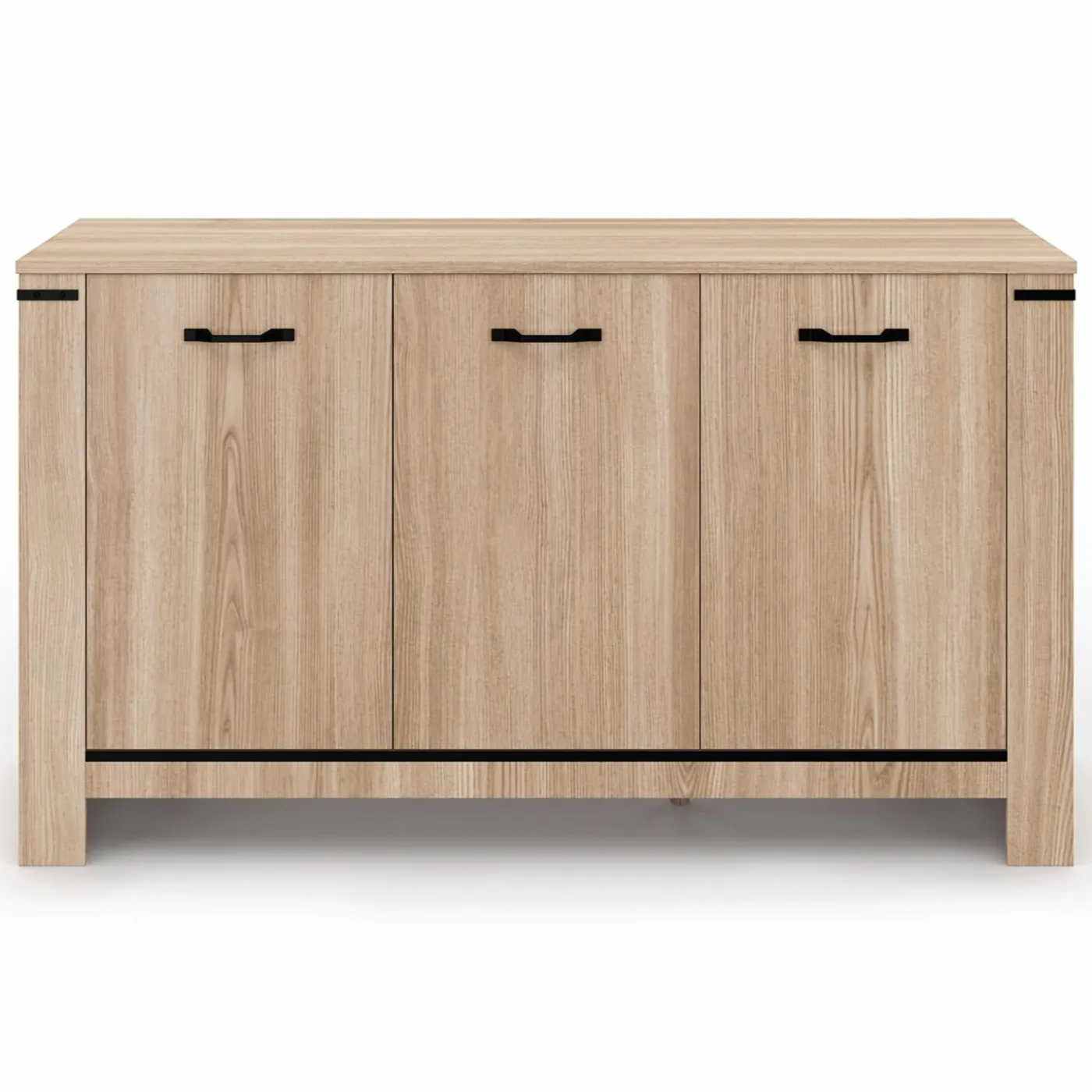 Buffet 3 portes 140 cm en bois clair