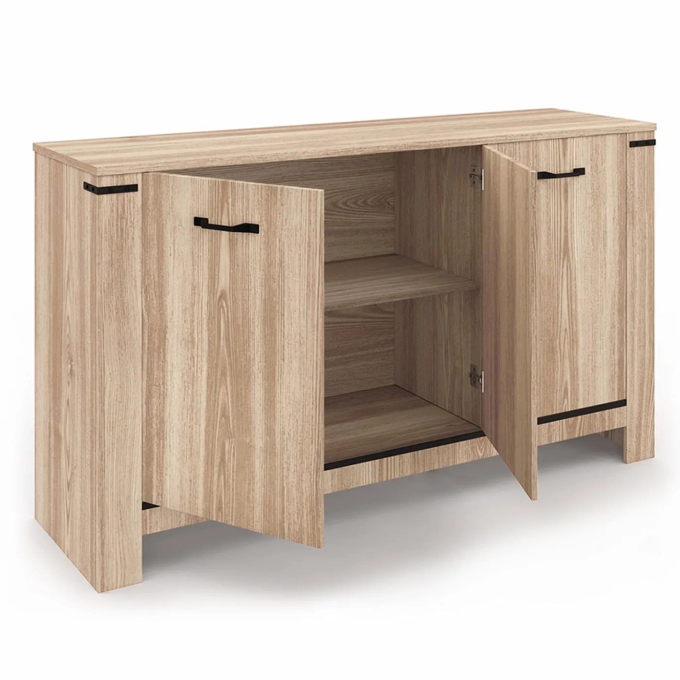 Buffet 3 portes 140 cm en bois clair