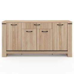 Buffet 4 portes avec tiroir bois clair 160 cm