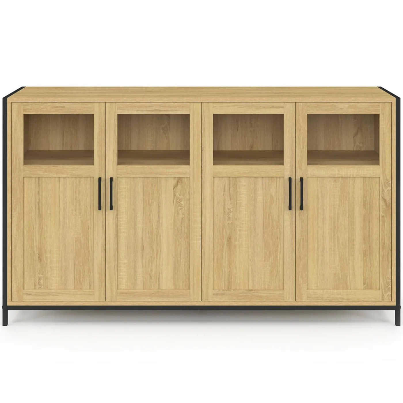 Buffet 4 portes avec vitrines 140cm design industriel