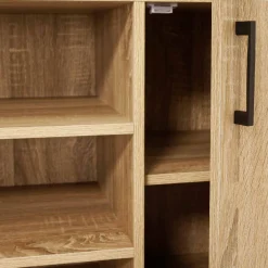Buffet 2 portes industriel avec 3 étagères 140 cm