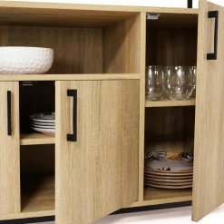 Buffet 4 portes industriel avec niche 140 cm
