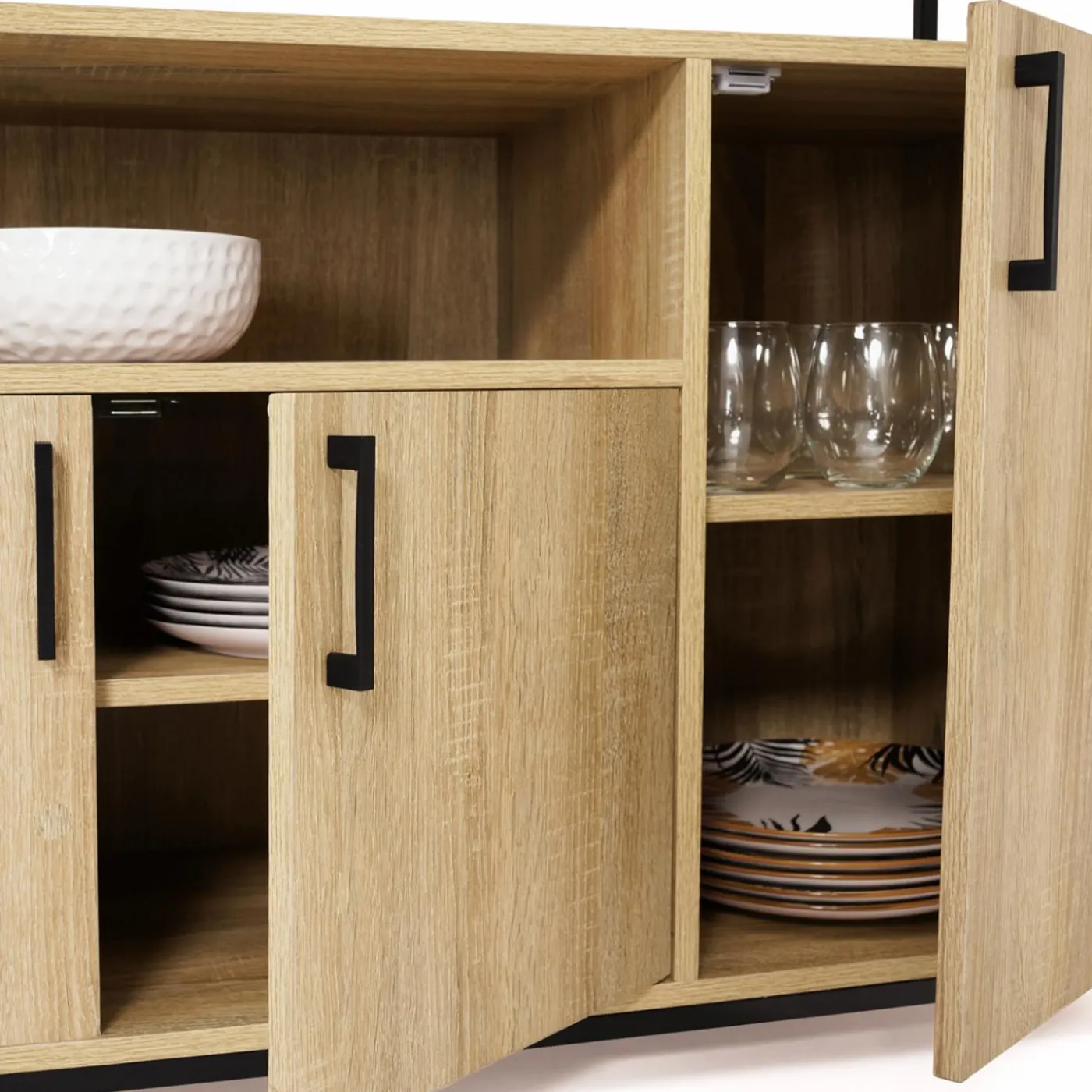 Buffet 4 portes industriel avec niche 140 cm