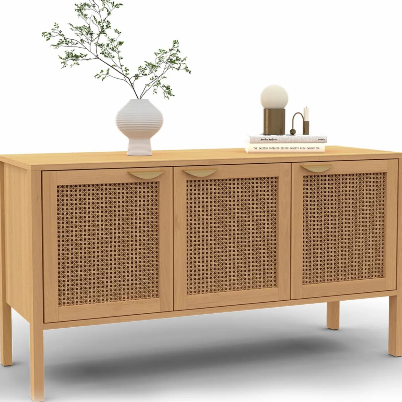 Buffet bas 3 portes avec cannage 110 cm