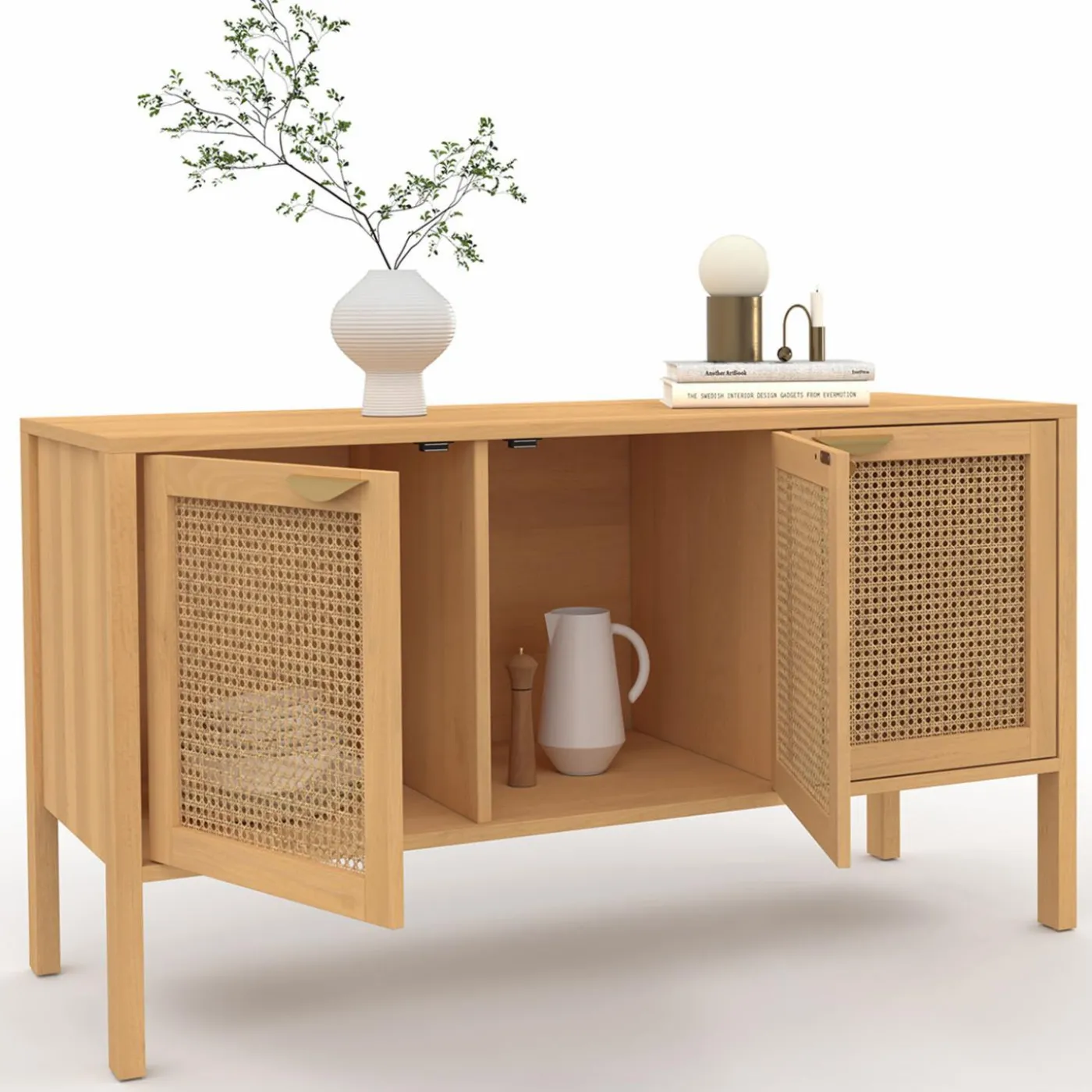 Buffet bas 3 portes avec cannage 110 cm