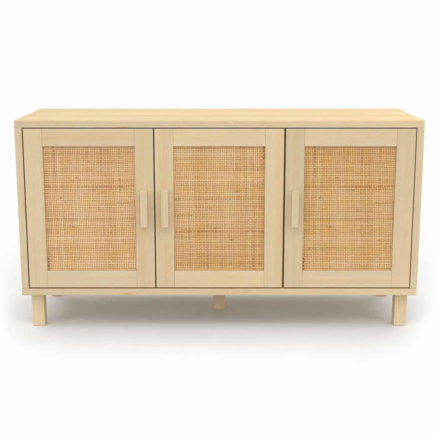 Buffet bas bois et cannage 3 portes