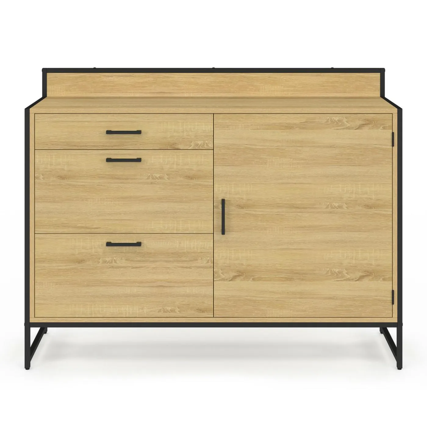 Buffet bas de cuisine 120 cm 3 tiroirs design industriel
