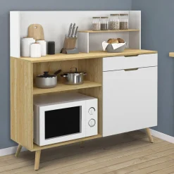 Buffet bas de cuisine hêtre et blanc