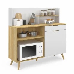 Buffet bas de cuisine hêtre et blanc