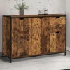 Buffet bas industriel 110 cm avec placards et tiroirs